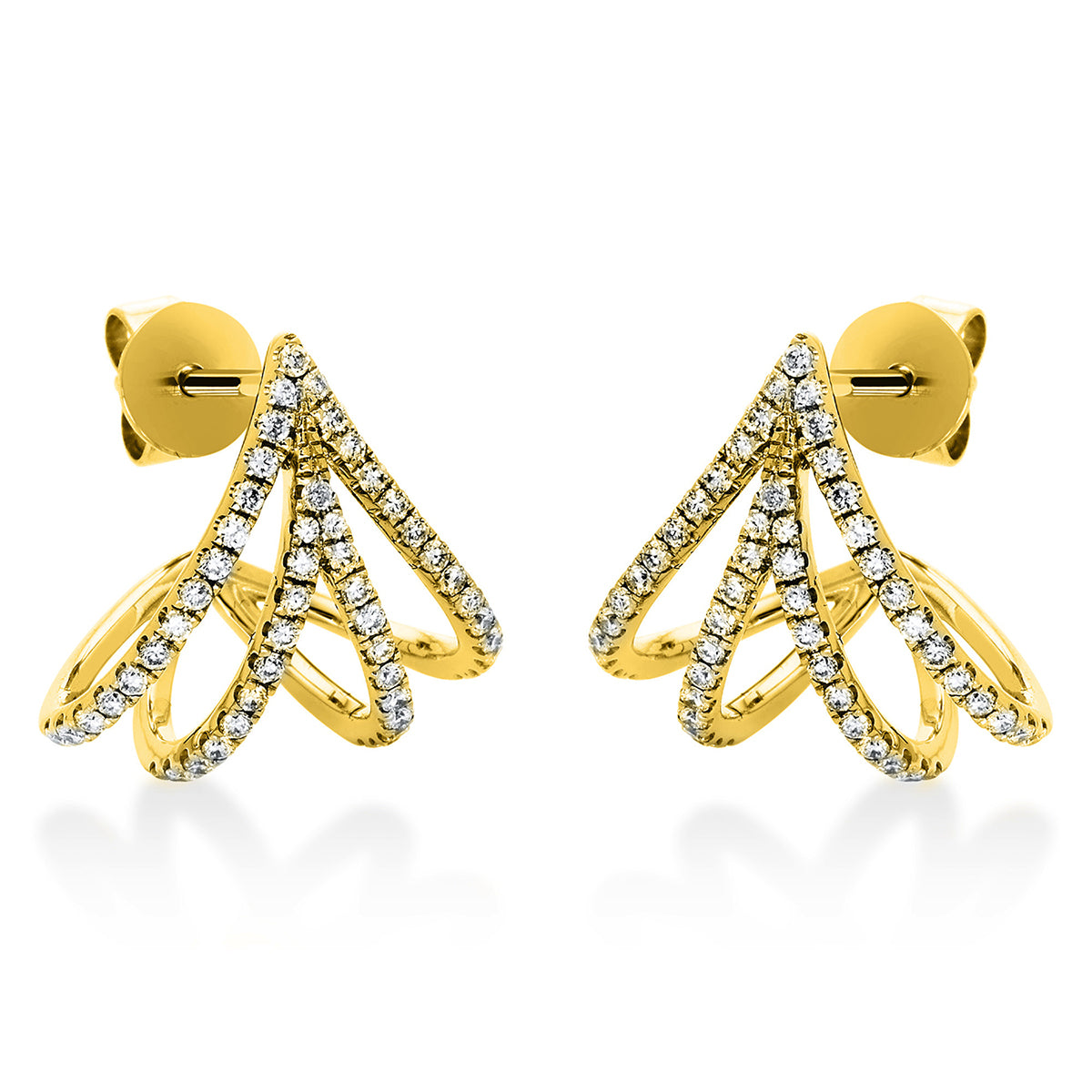 diamond full cut  modern woman studs in yellow gold