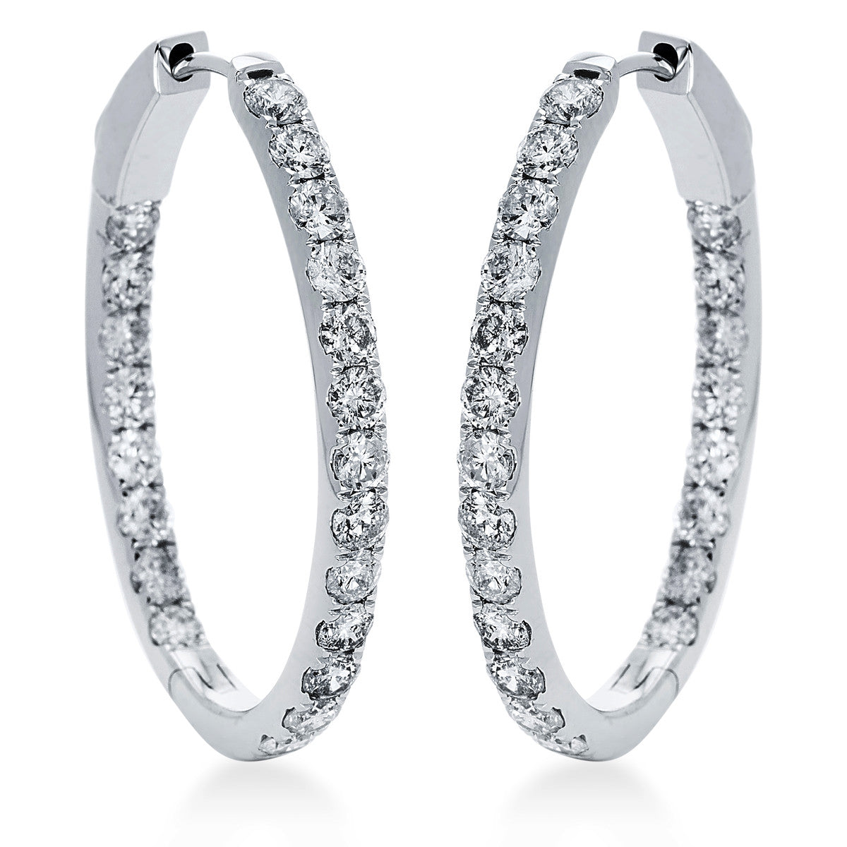 diamond full cut  exclusive hoops & huggies in white gold