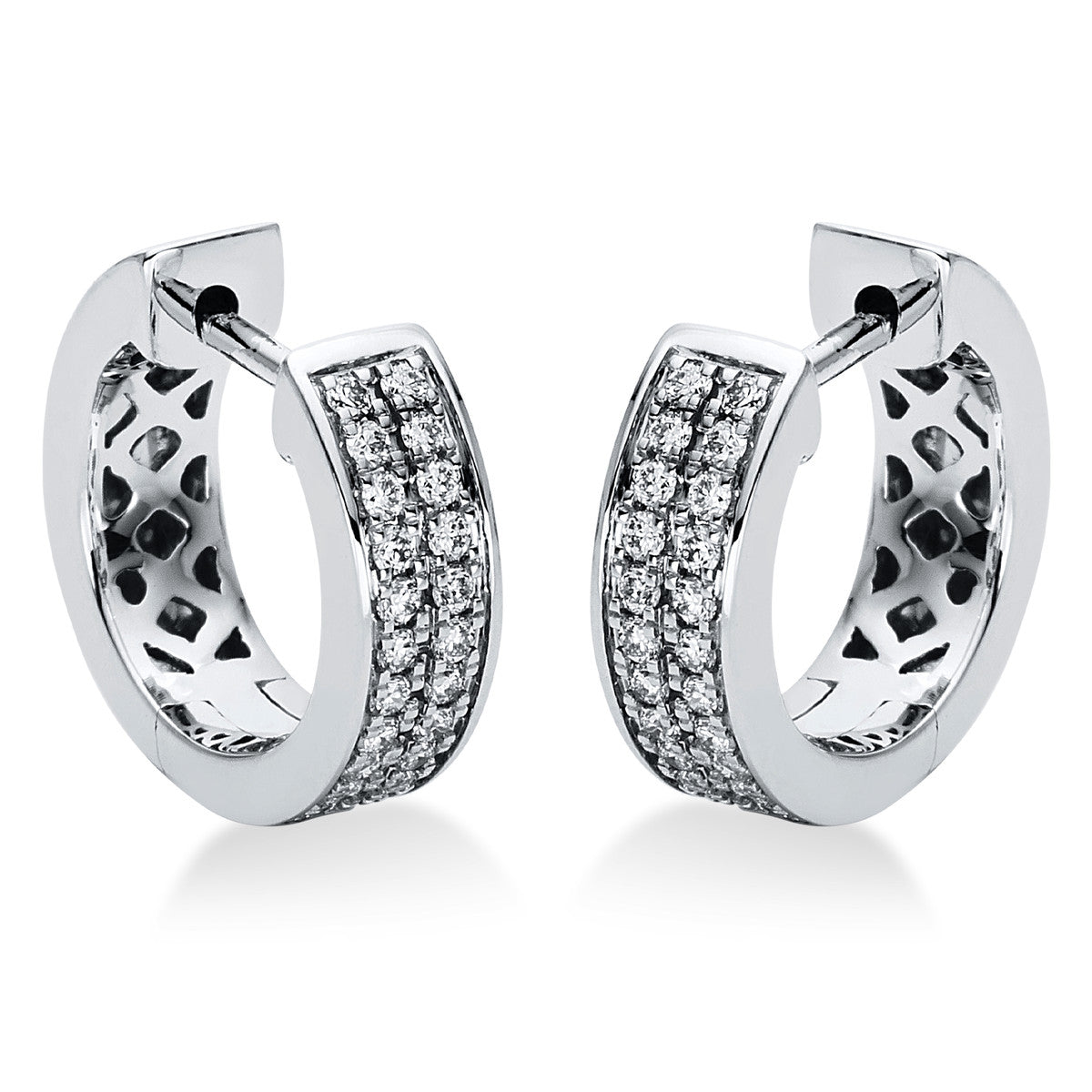 diamond full cut  modern woman hoops & huggies in white gold