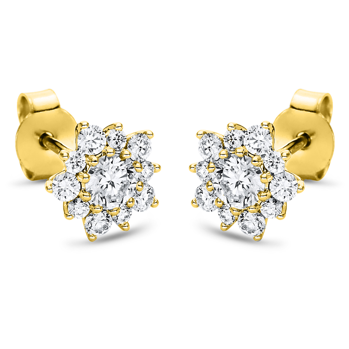 diamond full cut  illusion classic studs in yellow gold