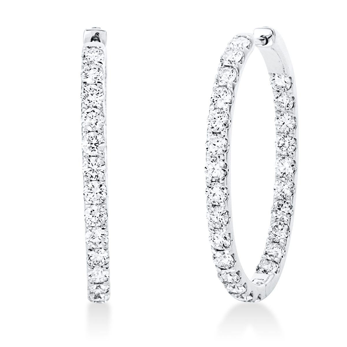 diamond full cut  exclusive hoops & huggies in white gold