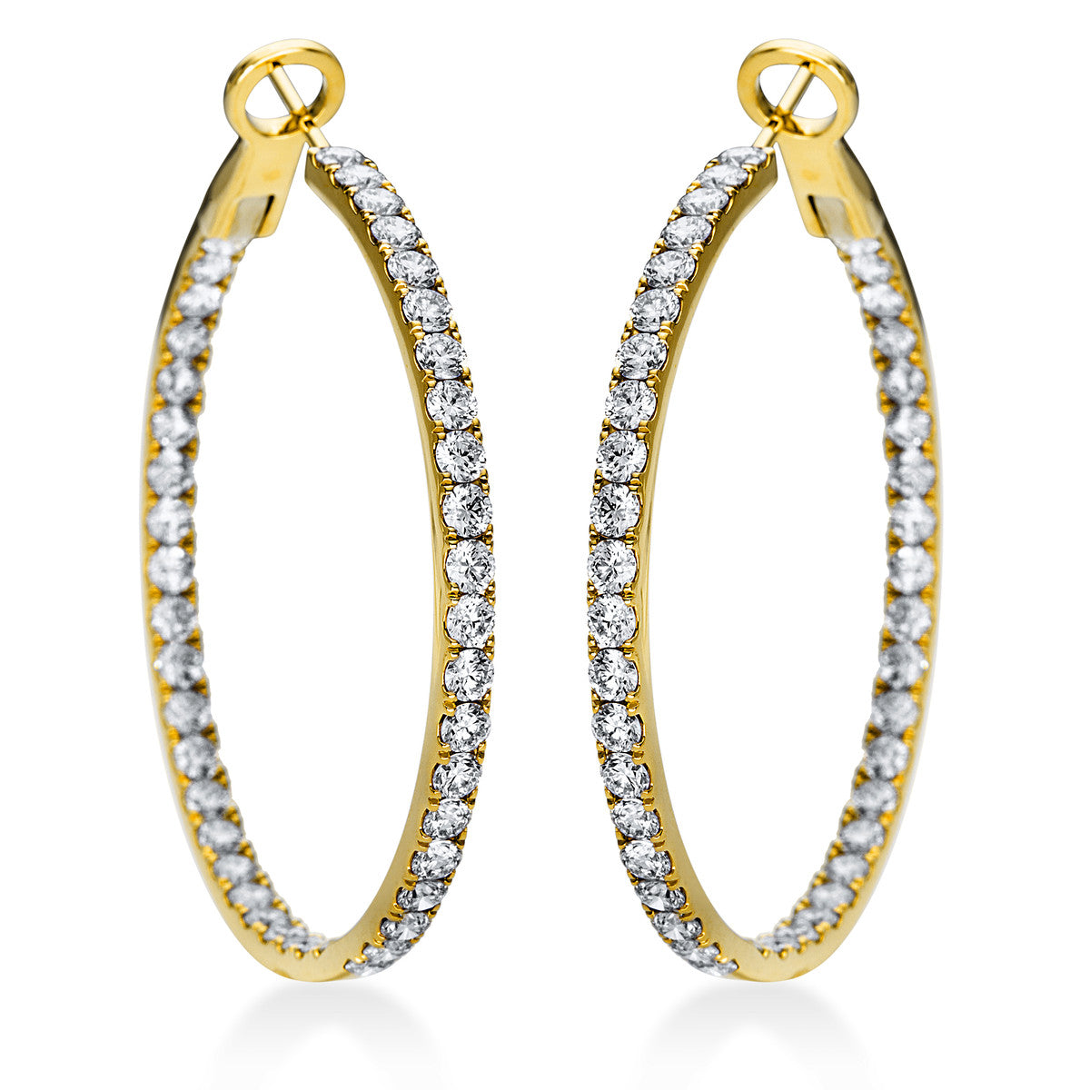 diamond full cut  exclusive hoops & huggies in yellow gold