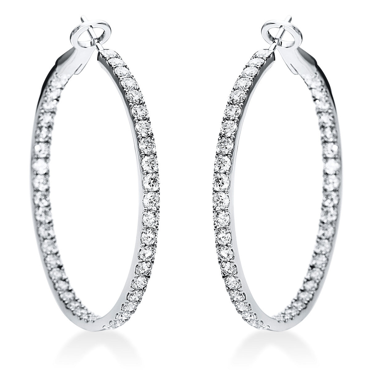 diamond full cut  exclusive hoops & huggies in white gold