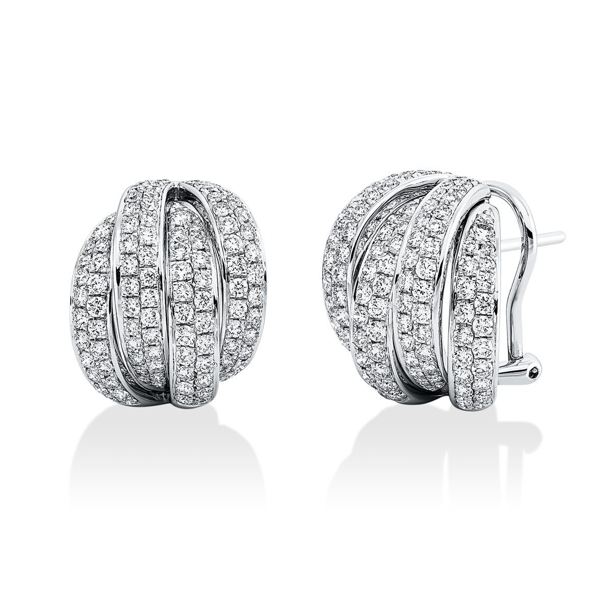 diamond full cut  exclusive hoops & huggies in white gold