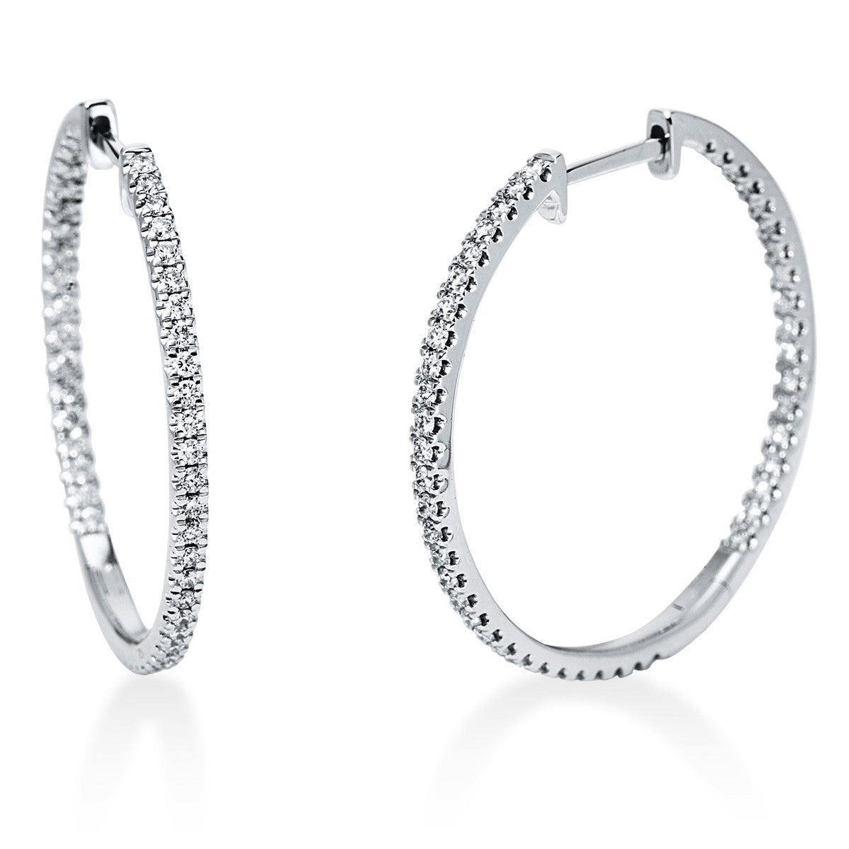 diamond full cut  modern woman hoops & huggies in white gold