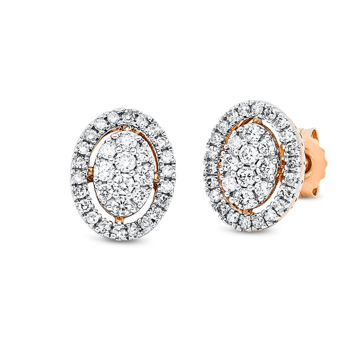diamond single cut  illusion classic studs in red gold