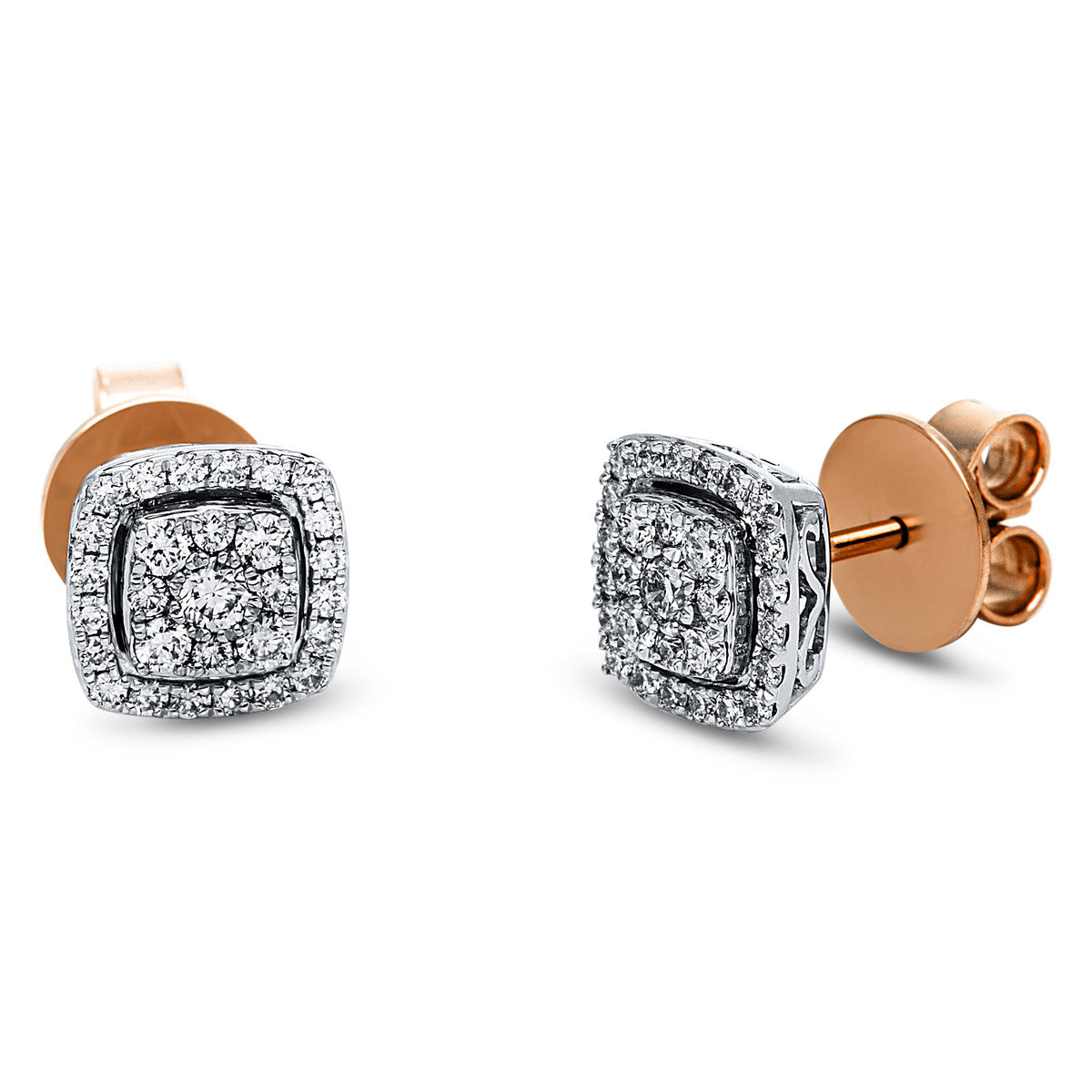diamond full cut  illusion classic studs in red gold / white gold