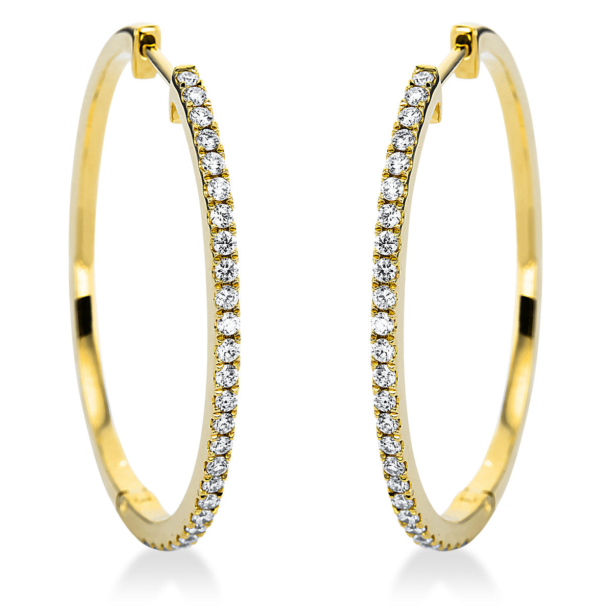 diamond full cut  modern woman hoops & huggies in yellow gold