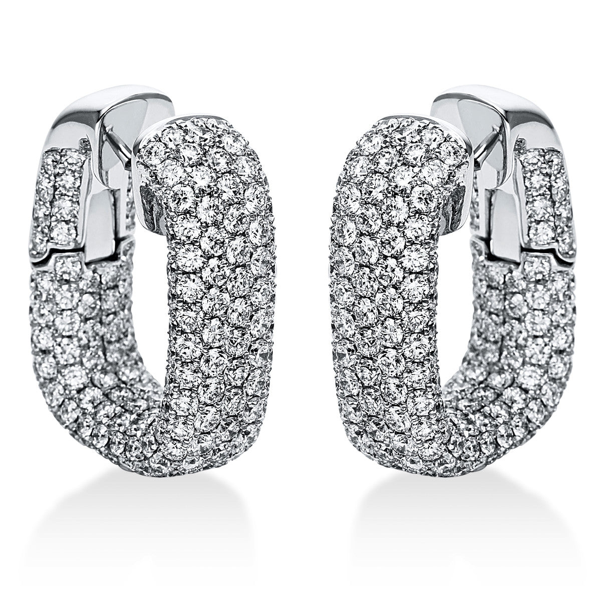 diamond full cut  pavé hoops & huggies in white gold
