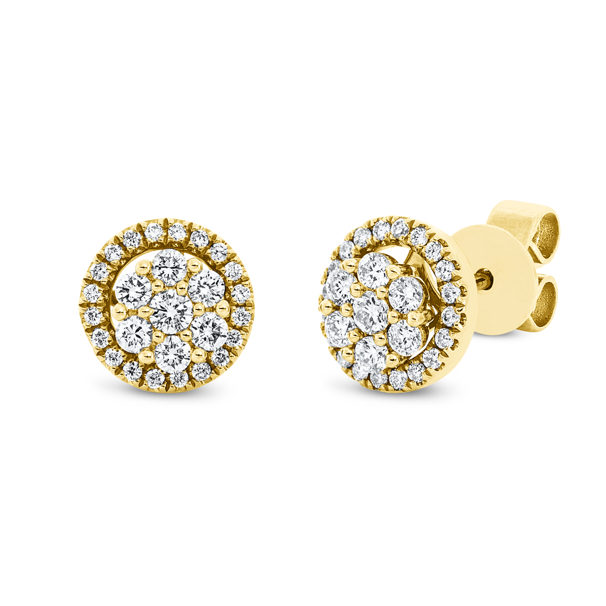 diamond full cut  illusion classic studs in yellow gold
