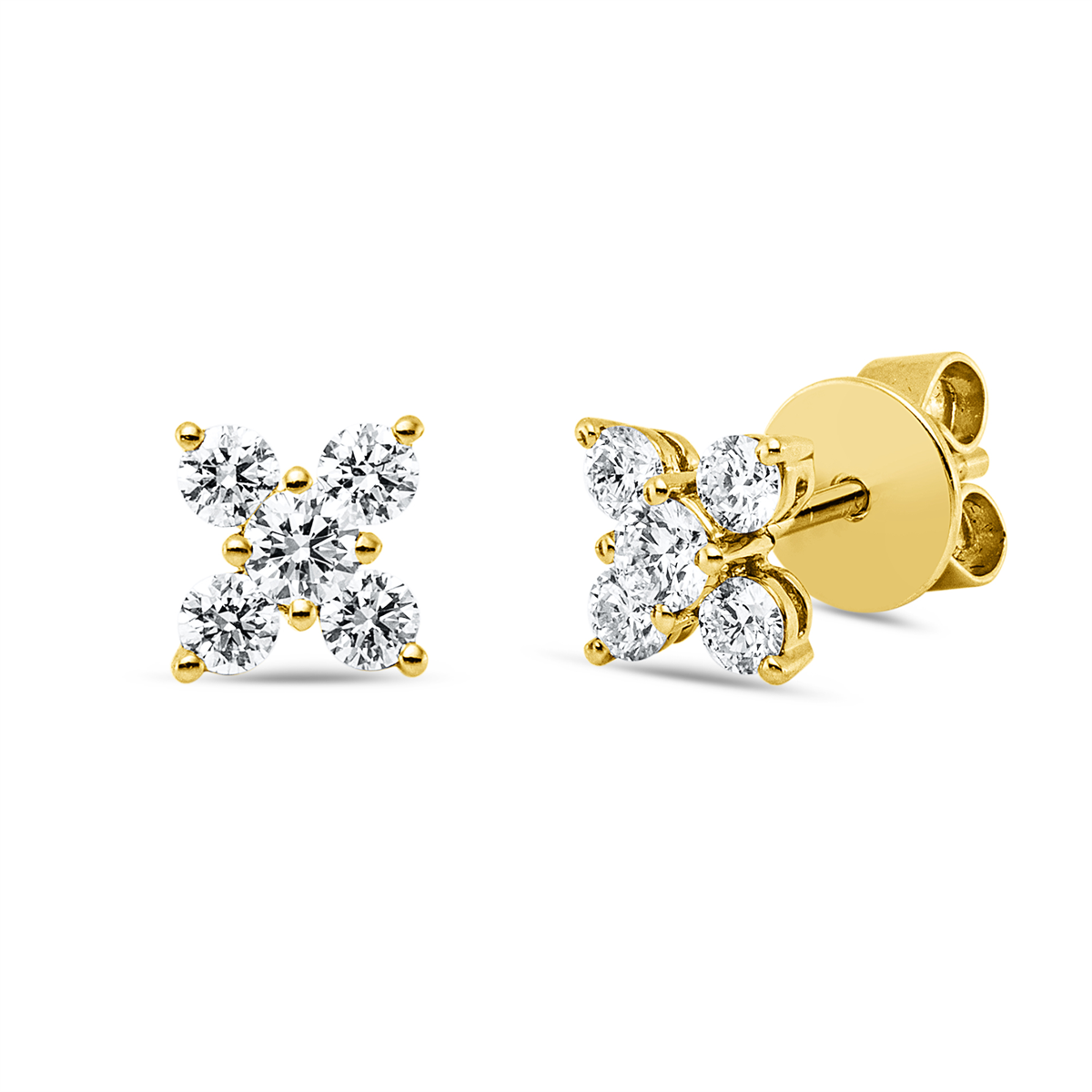diamond full cut  modern woman studs in yellow gold