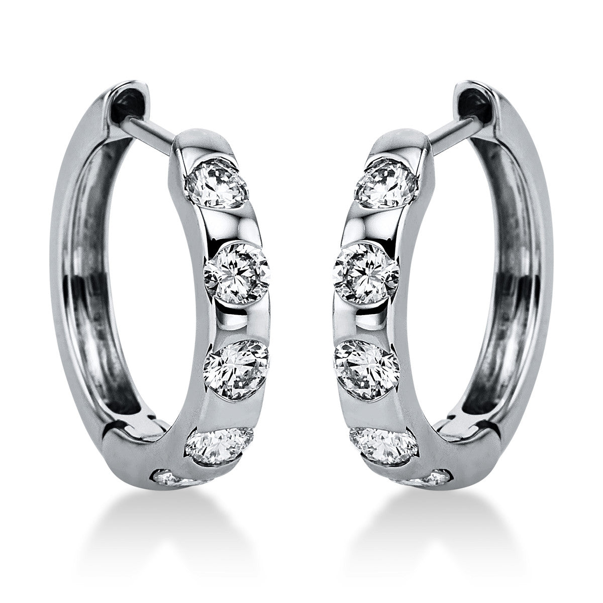 diamond full cut  modern woman hoops & huggies in white gold