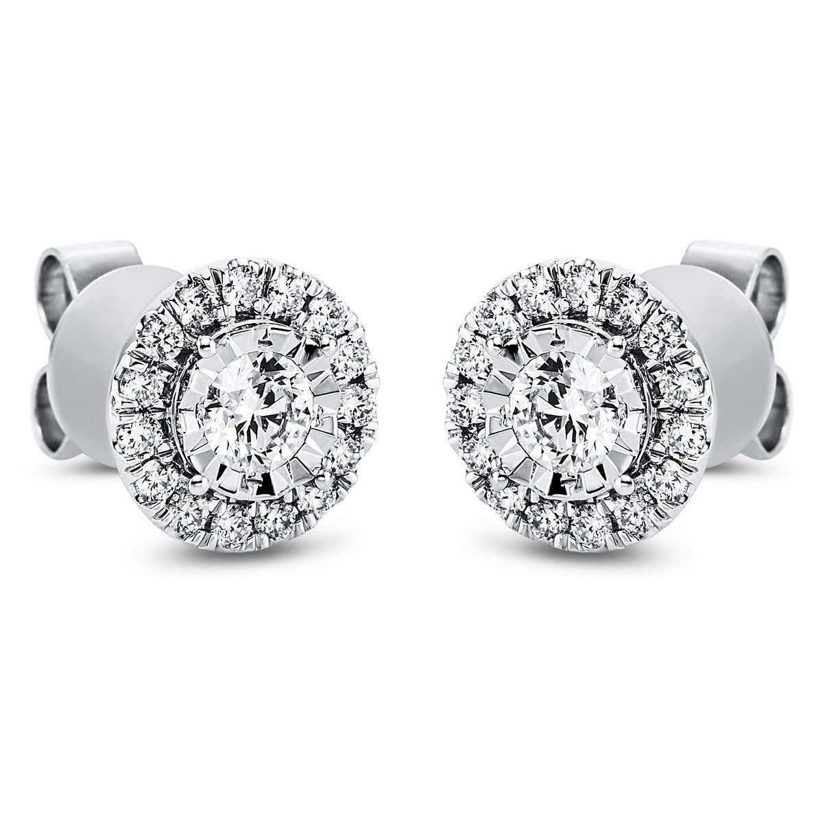 diamond full cut  illusion classic studs in white gold