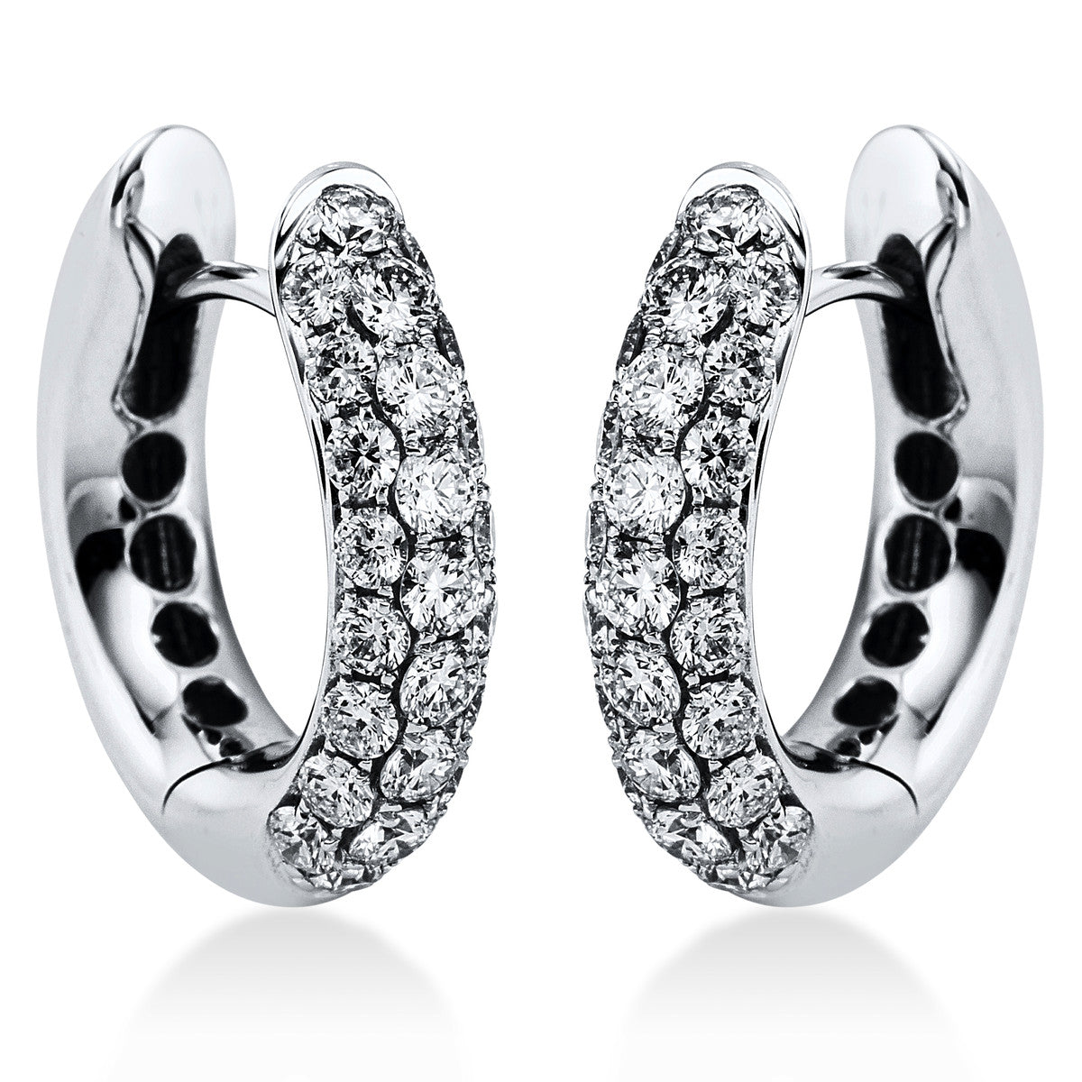 diamond full cut  pavé hoops & huggies in white gold