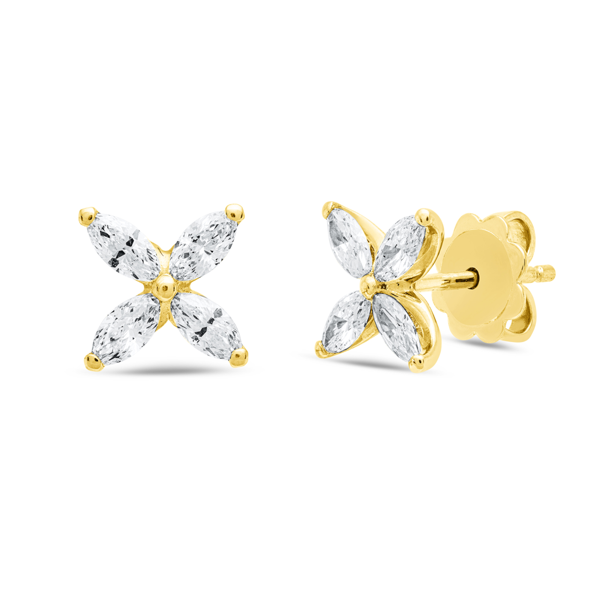 marquise  exclusive studs in yellow gold