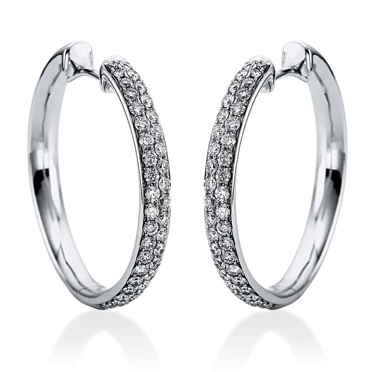 diamond full cut  pavé hoops & huggies in white gold