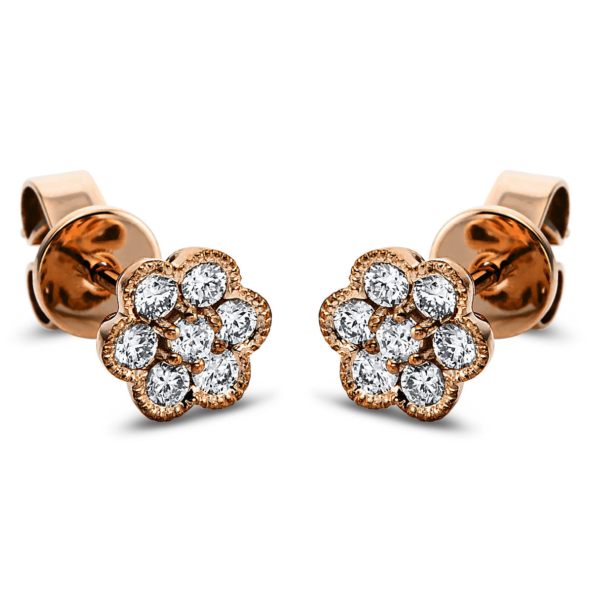 diamond full cut  illusion classic studs in red gold