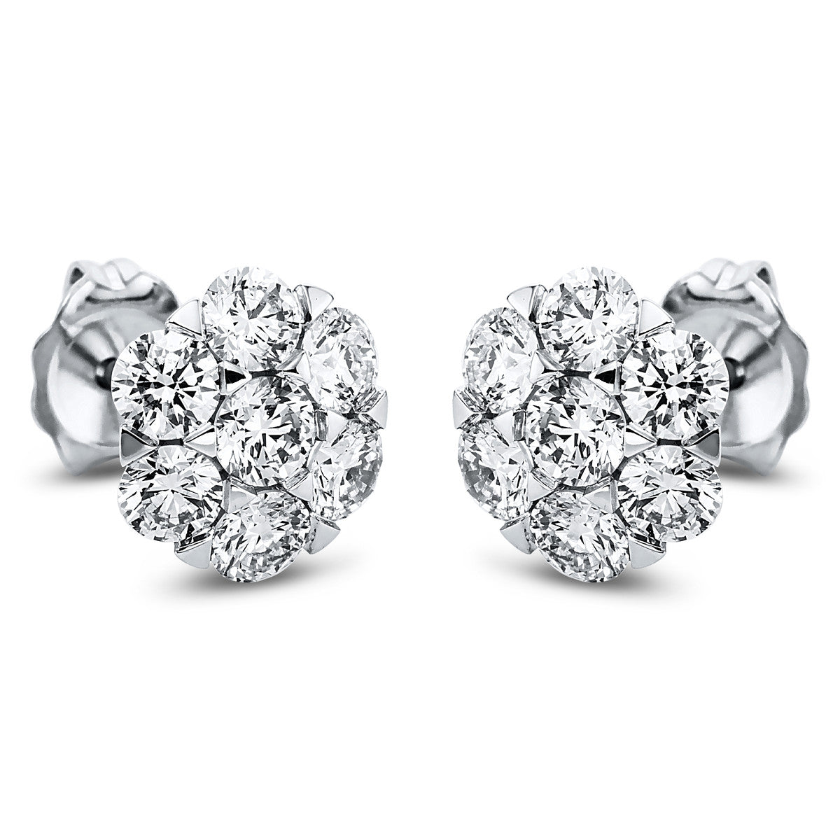 diamond full cut  illusion classic studs in white gold