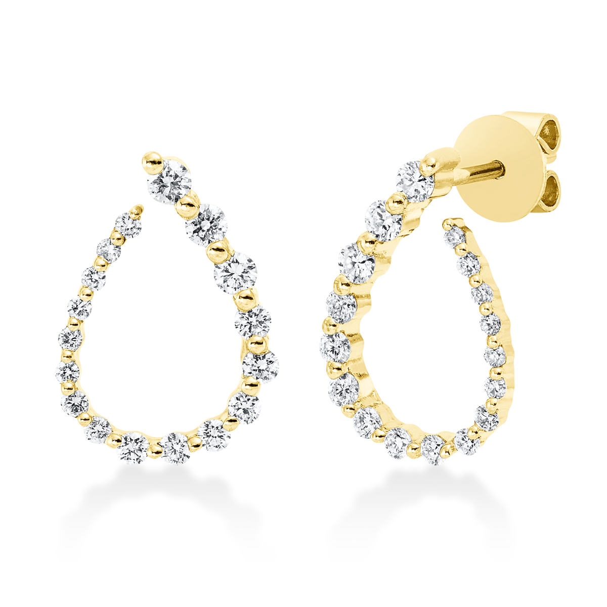 diamond full cut  modern woman studs in yellow gold