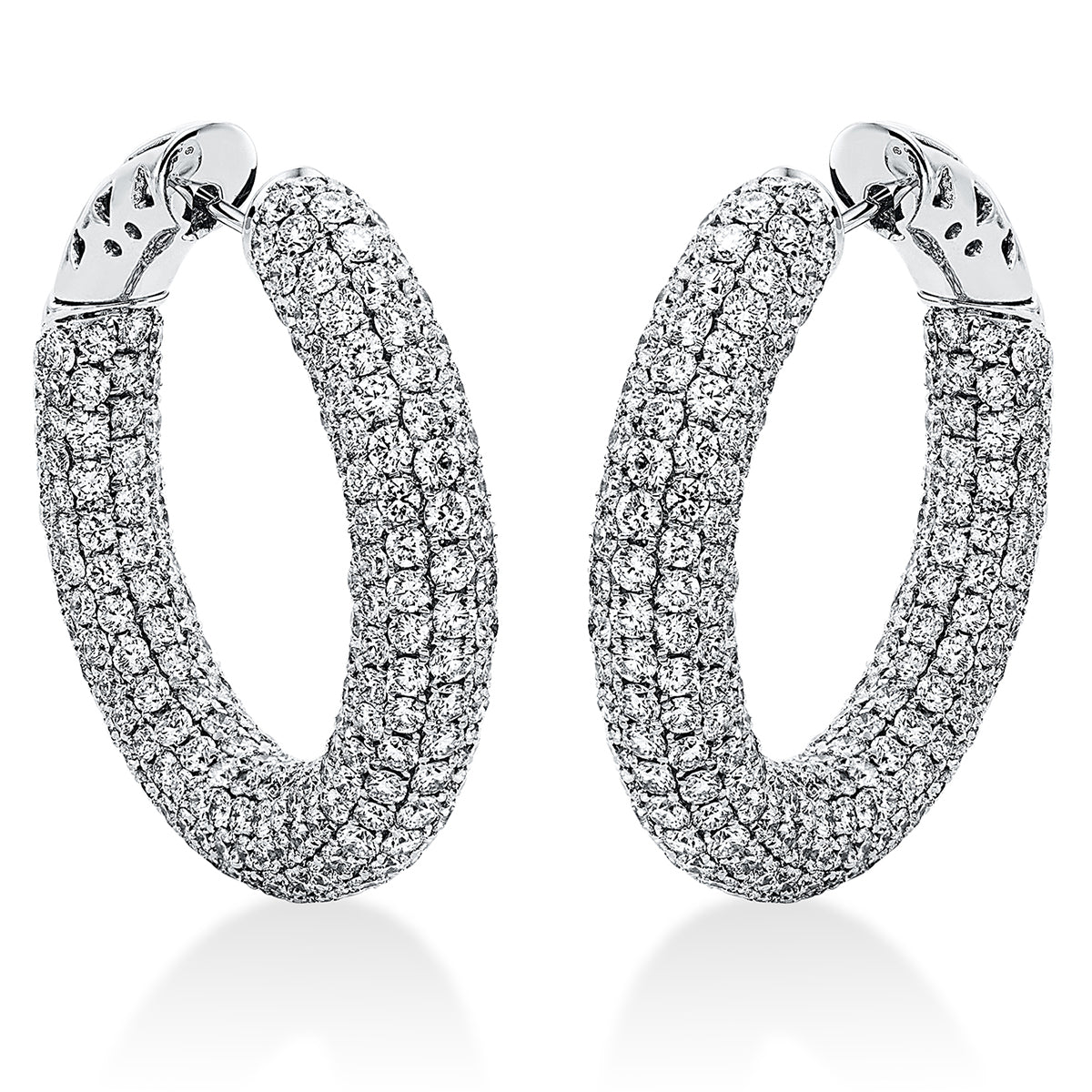 diamond full cut  pavé hoops & huggies in white gold