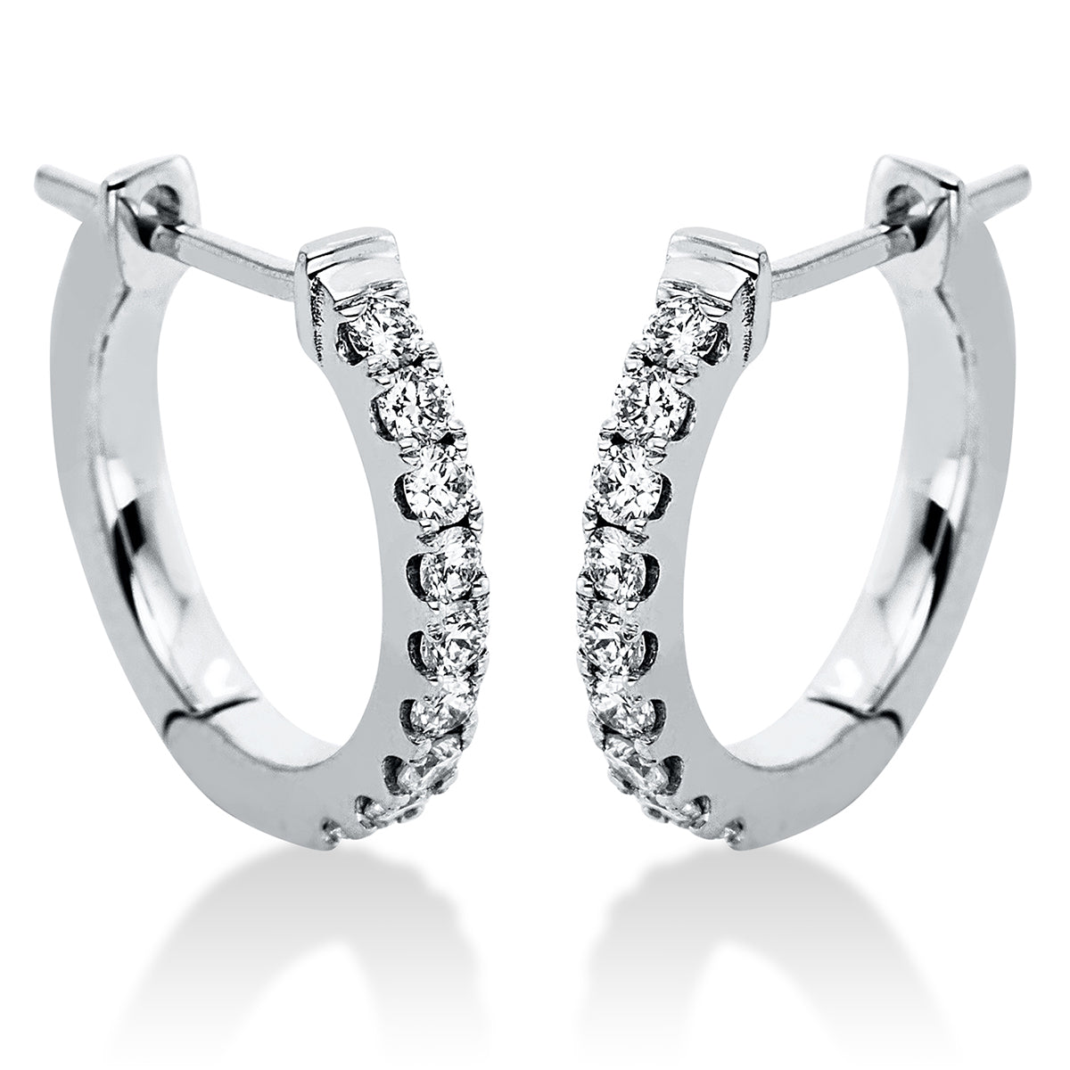diamond full cut  modern woman hoops & huggies in white gold