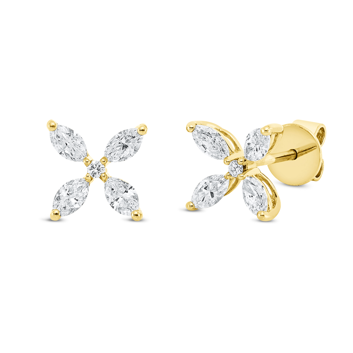 diamond full cut  modern woman studs in yellow gold