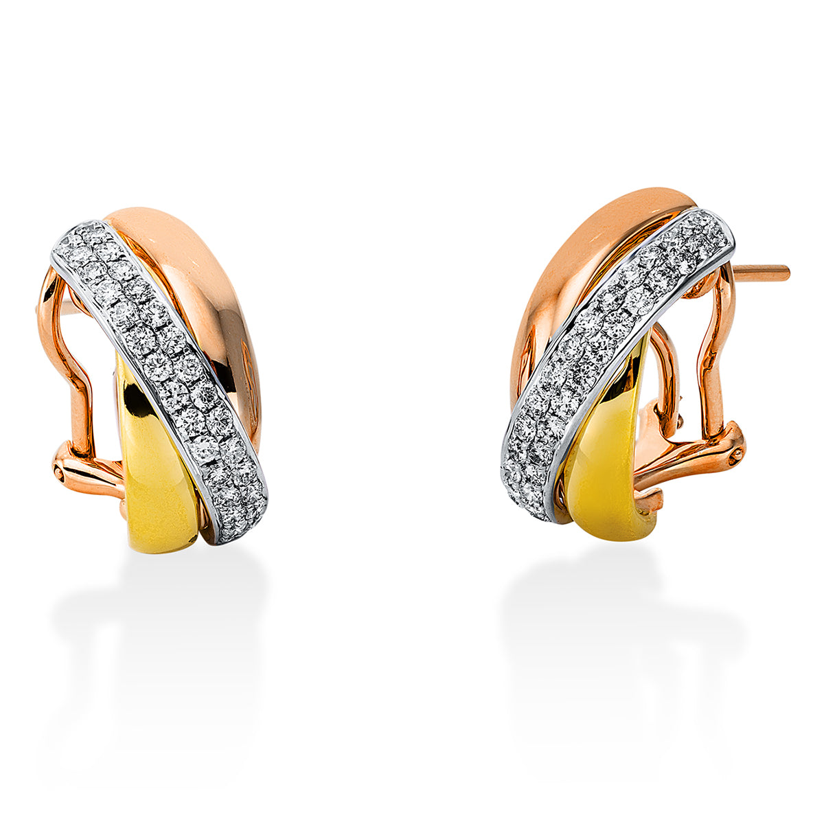 diamond full cut  pavé hoops & huggies in whitegold /yellowgold /redgold