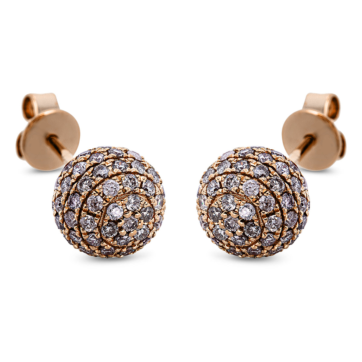 diamond full cut  pavé studs in red gold