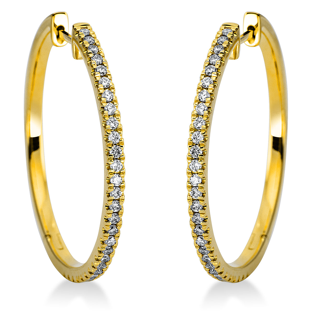 diamond full cut  modern woman hoops & huggies in yellow gold