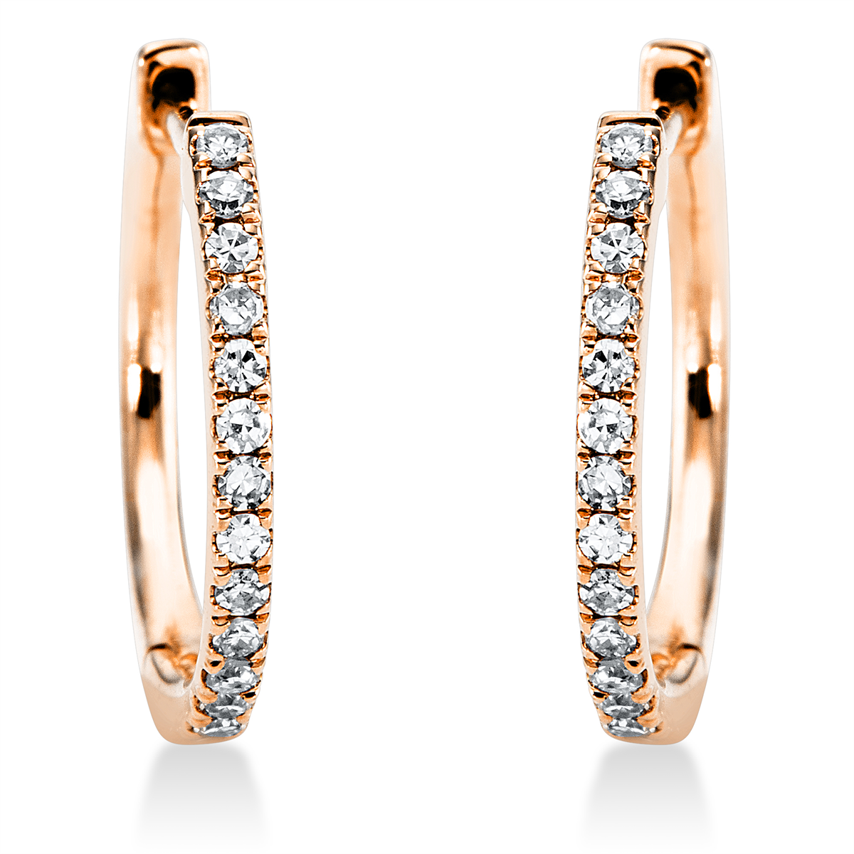 diamond single cut  modern woman hoops & huggies in red gold