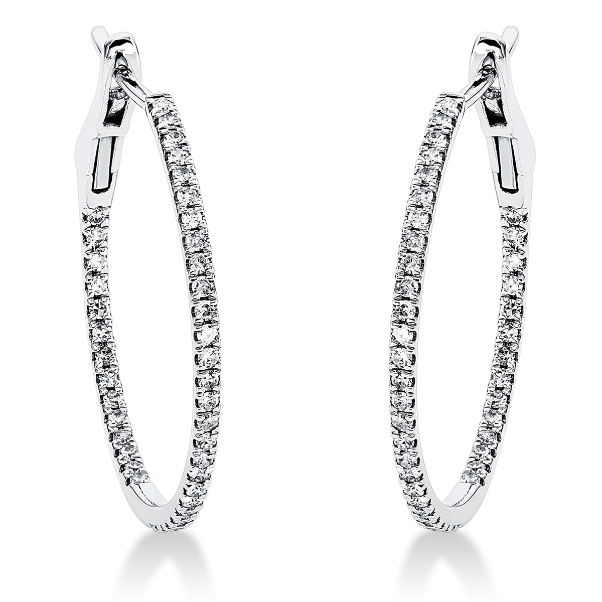 diamond single cut  modern woman hoops & huggies in white gold