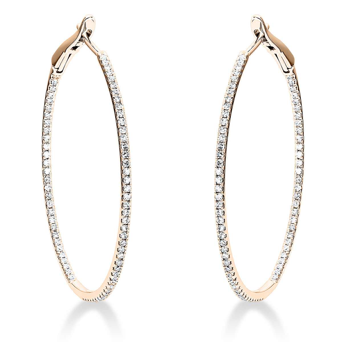 diamond single cut  modern woman hoops & huggies in red gold