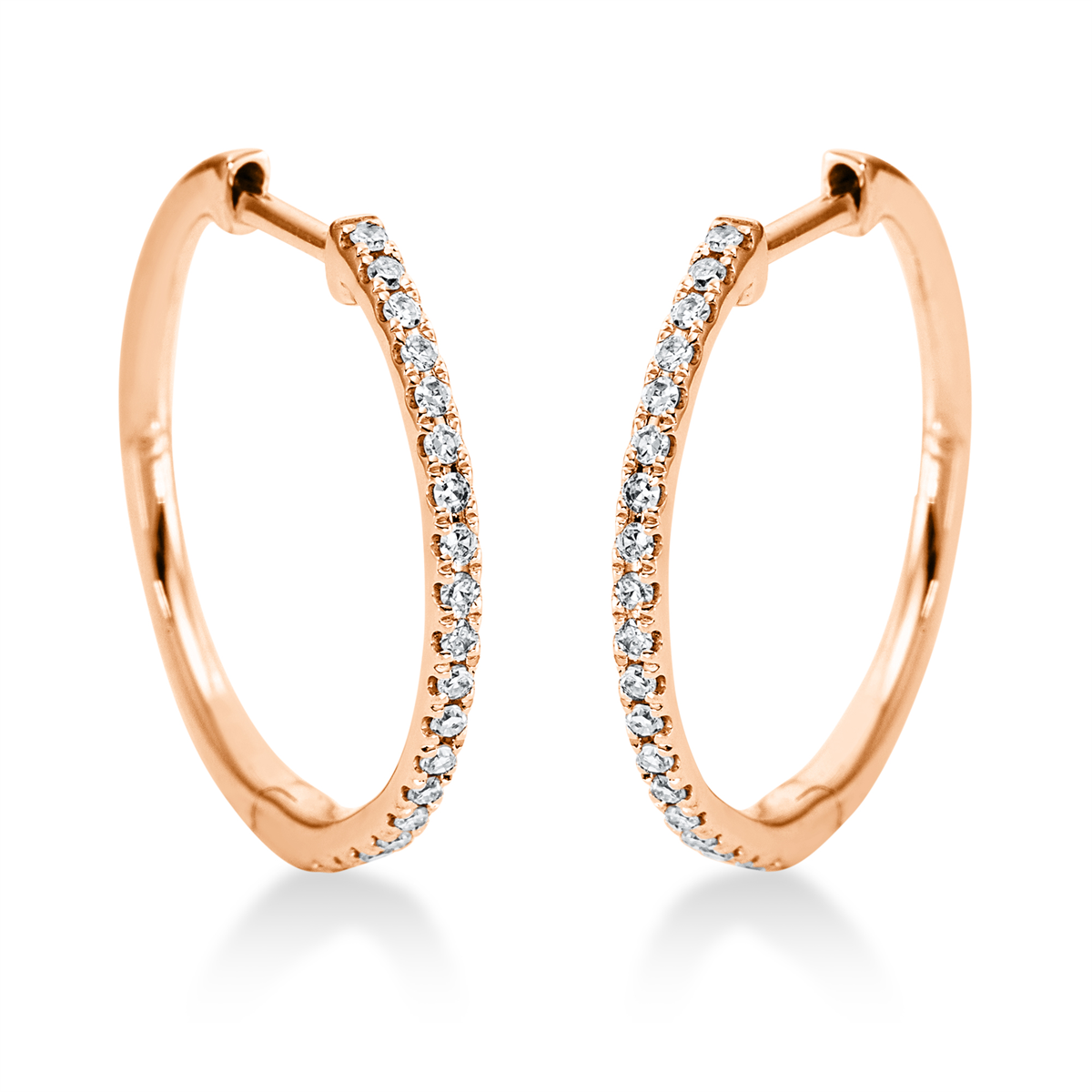 diamond single cut  modern woman hoops & huggies in red gold