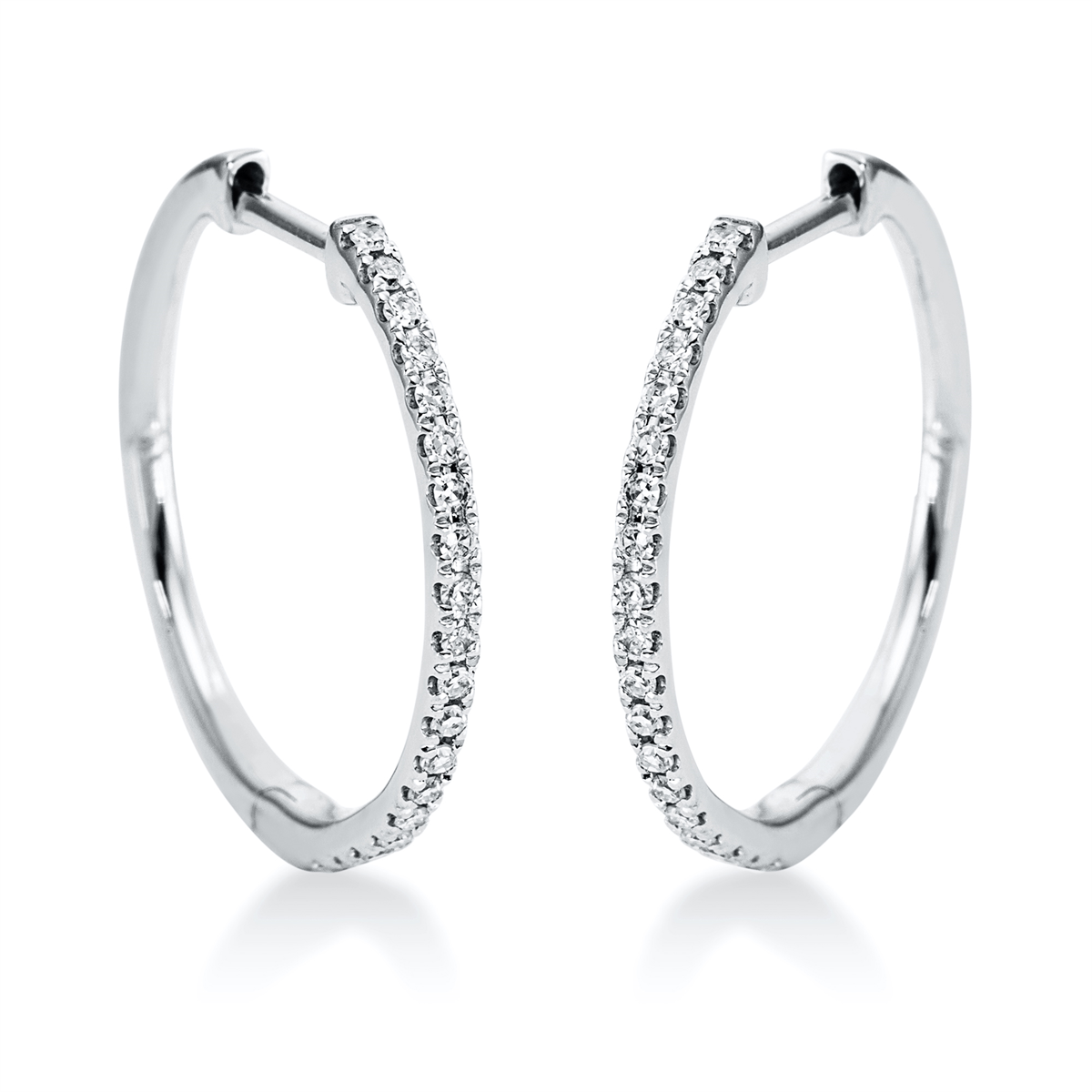 diamond single cut  modern woman hoops & huggies in white gold