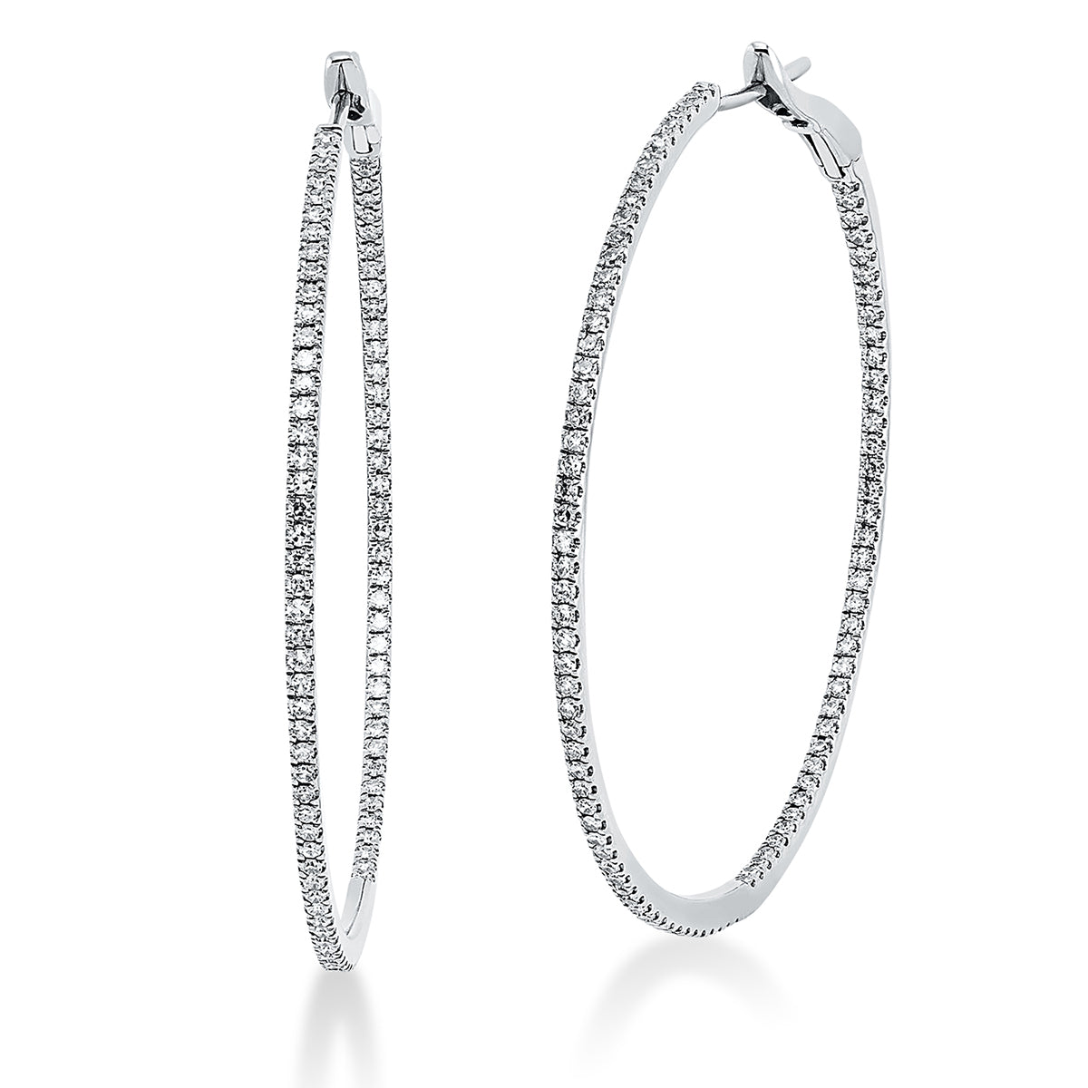 diamond single cut  modern woman hoops & huggies in white gold