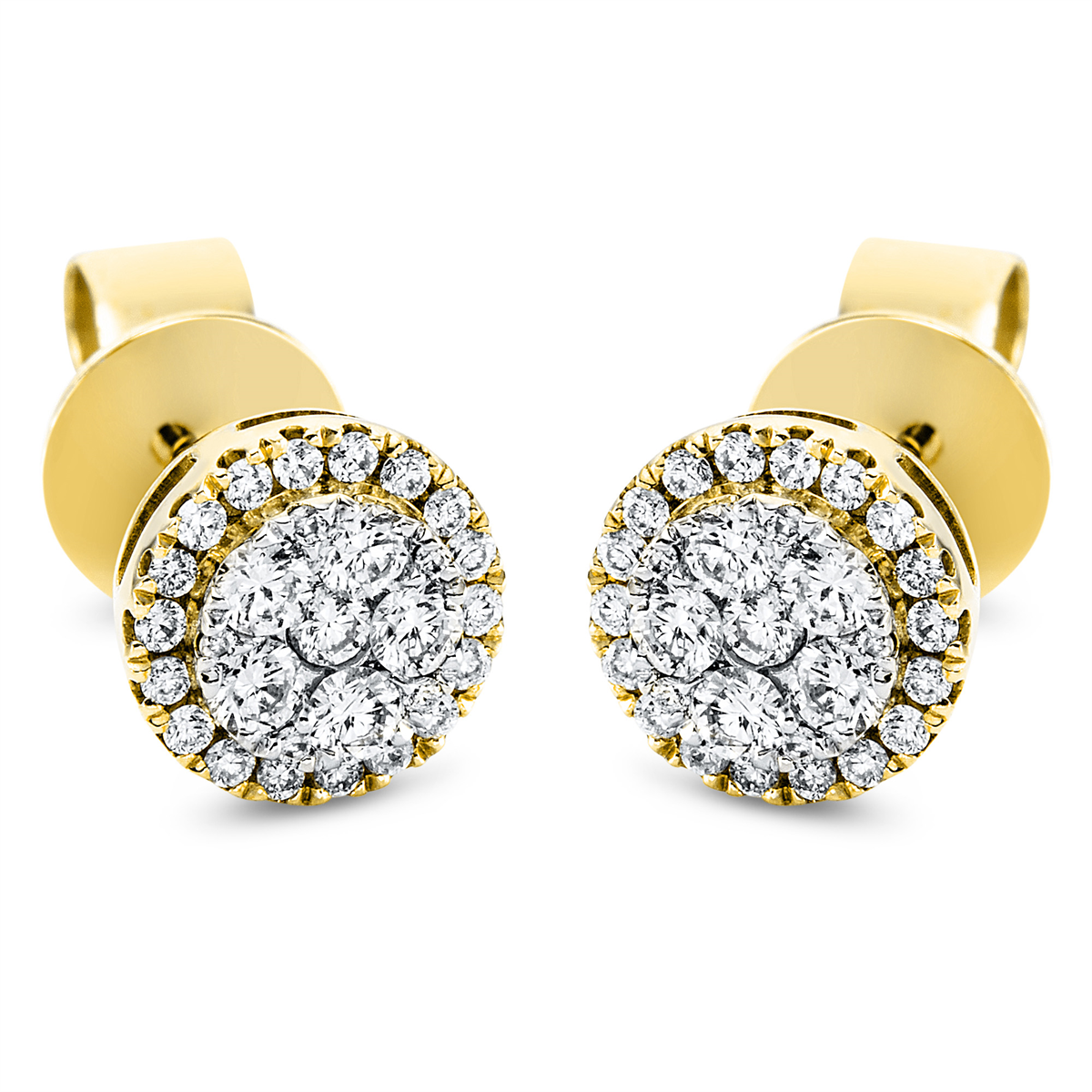 diamond full cut  illusion classic studs in yellow gold / white gold