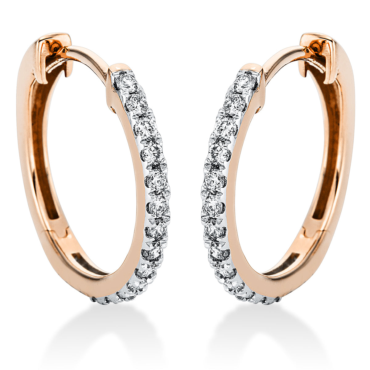 diamond full cut  modern woman hoops & huggies in red gold
