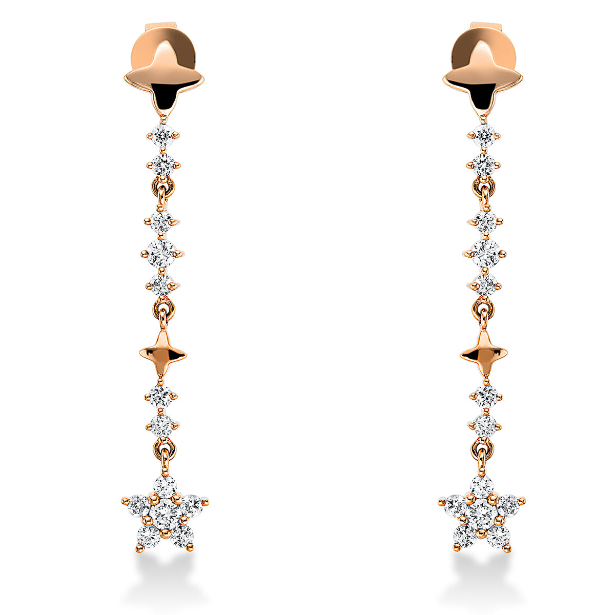 diamond full cut  modern woman earrings in red gold