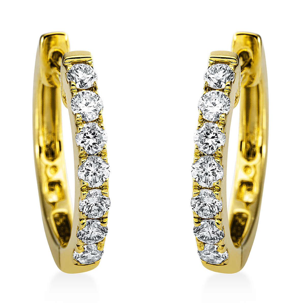 diamond full cut  modern woman hoops & huggies in yellow gold