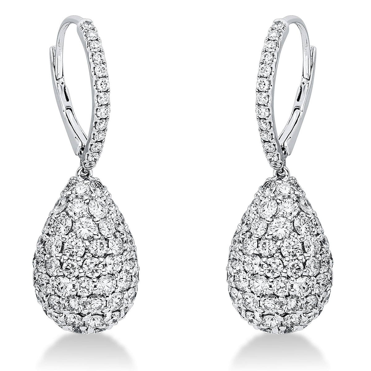diamond full cut  pavé earrings in white gold