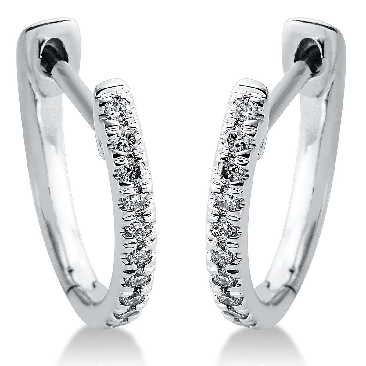 diamond full cut  modern woman hoops & huggies in white gold