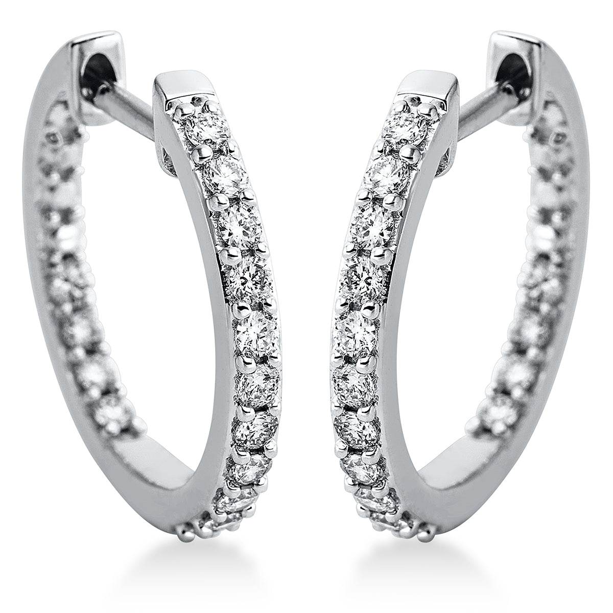 diamond full cut  modern woman hoops & huggies in white gold