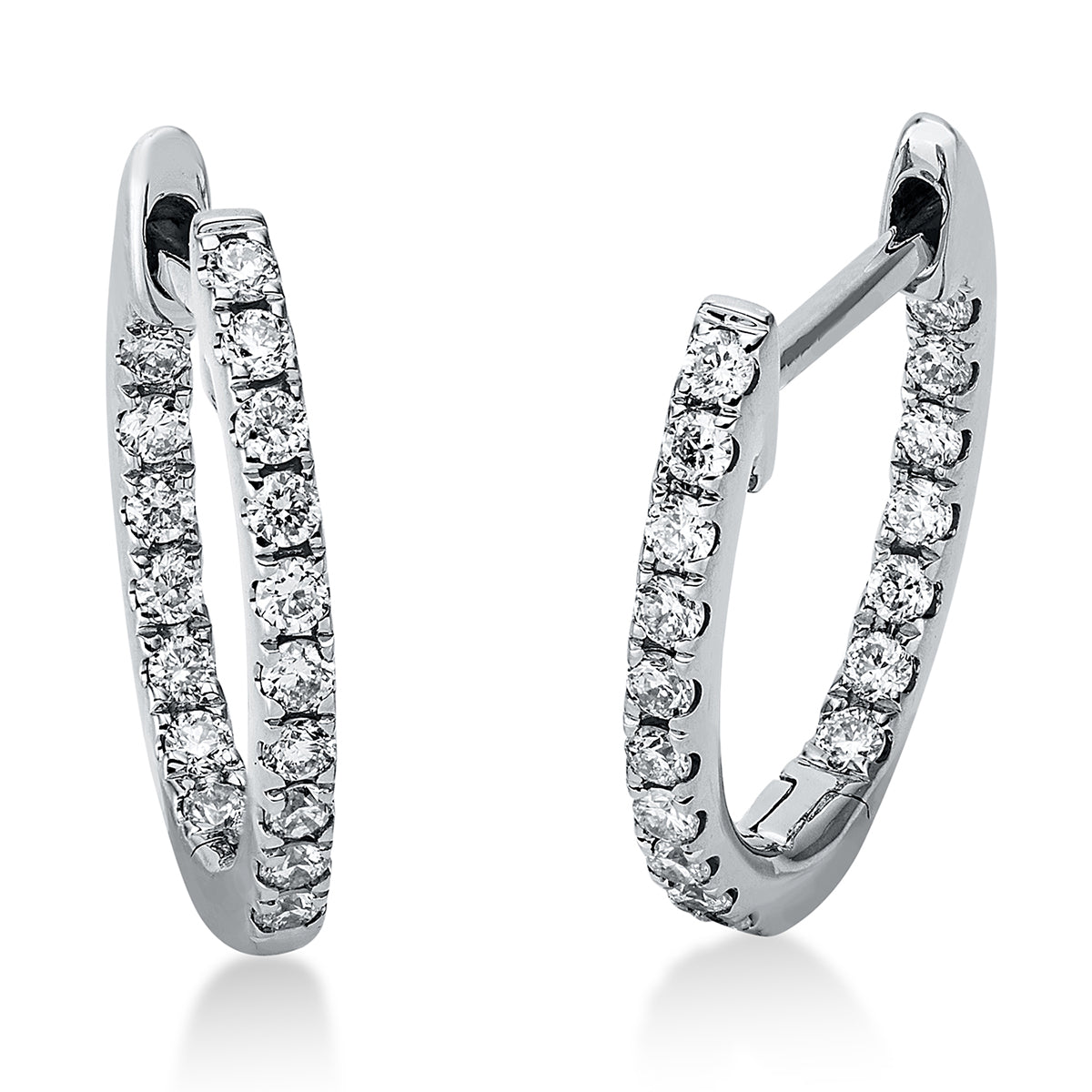 diamond full cut  modern woman hoops & huggies in white gold