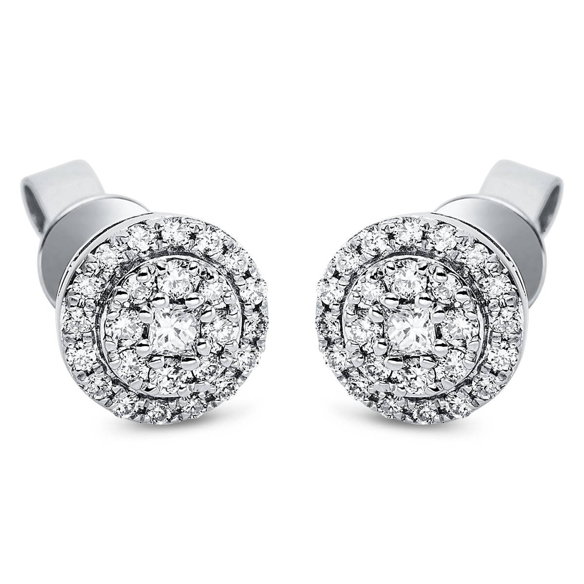 diamond full cut  baguette illusion studs in white gold
