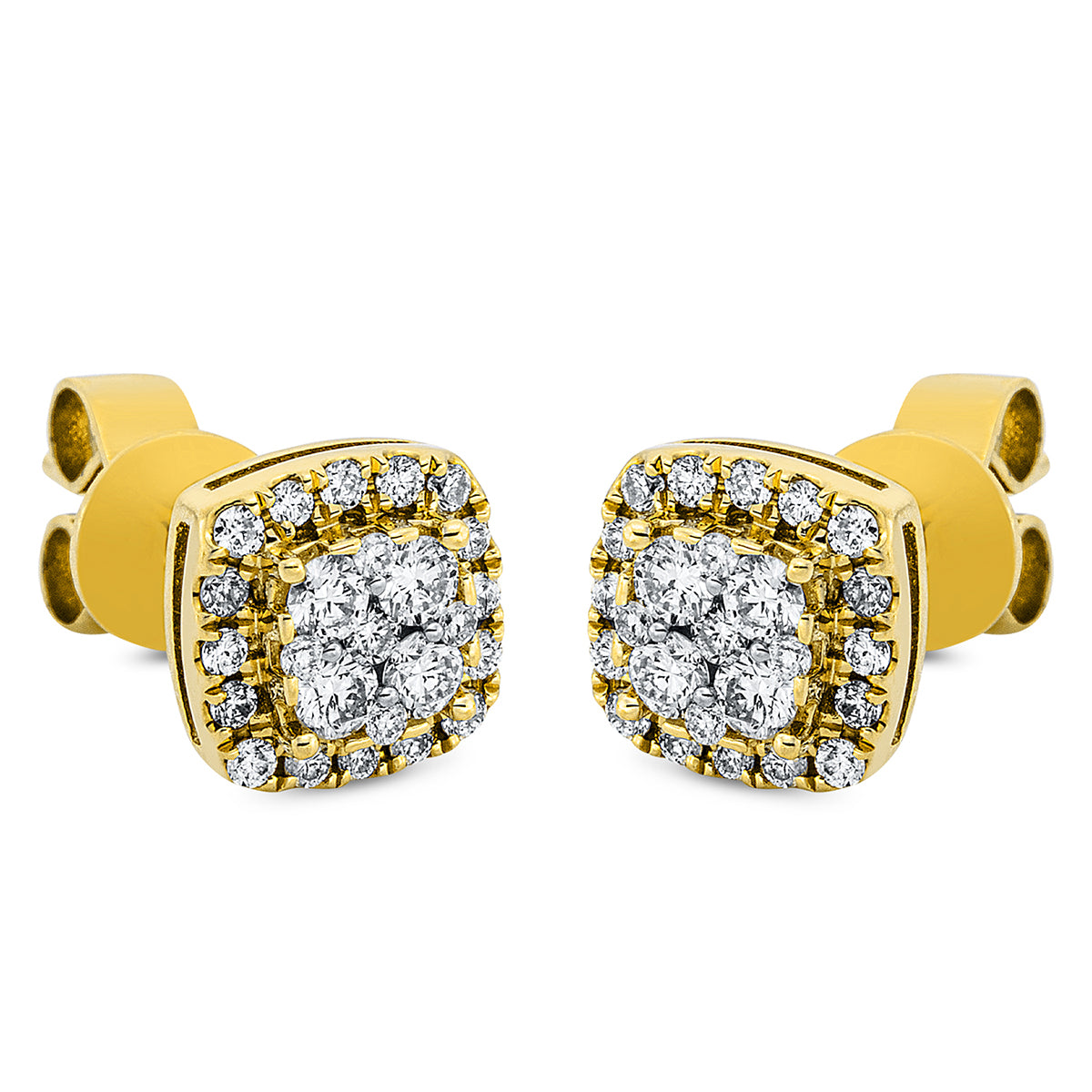 diamond full cut  illusion classic studs in yellow gold
