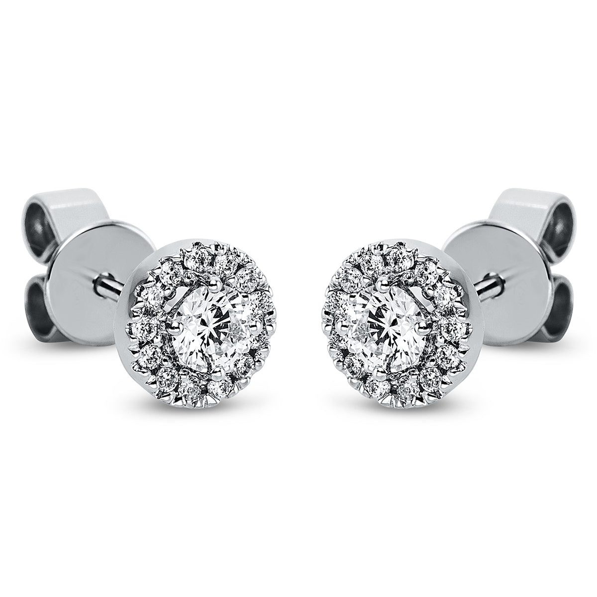 diamond full cut  solitaire with accent stones studs in white gold