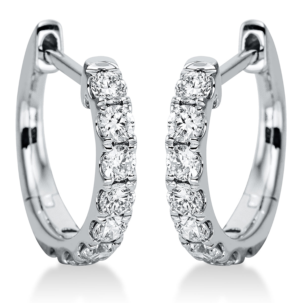 diamond full cut  modern woman hoops & huggies in white gold
