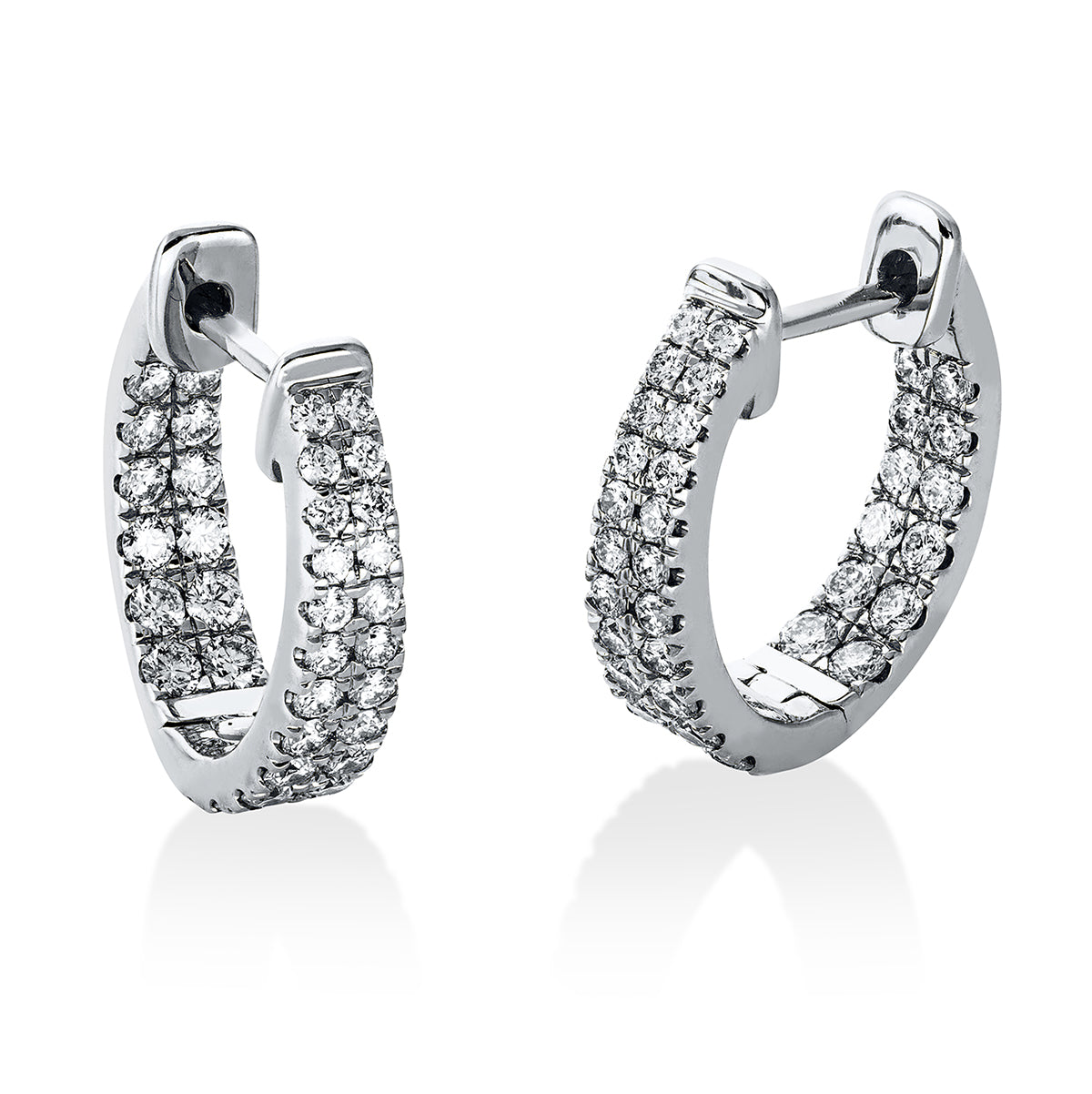 diamond full cut  modern woman hoops & huggies in white gold