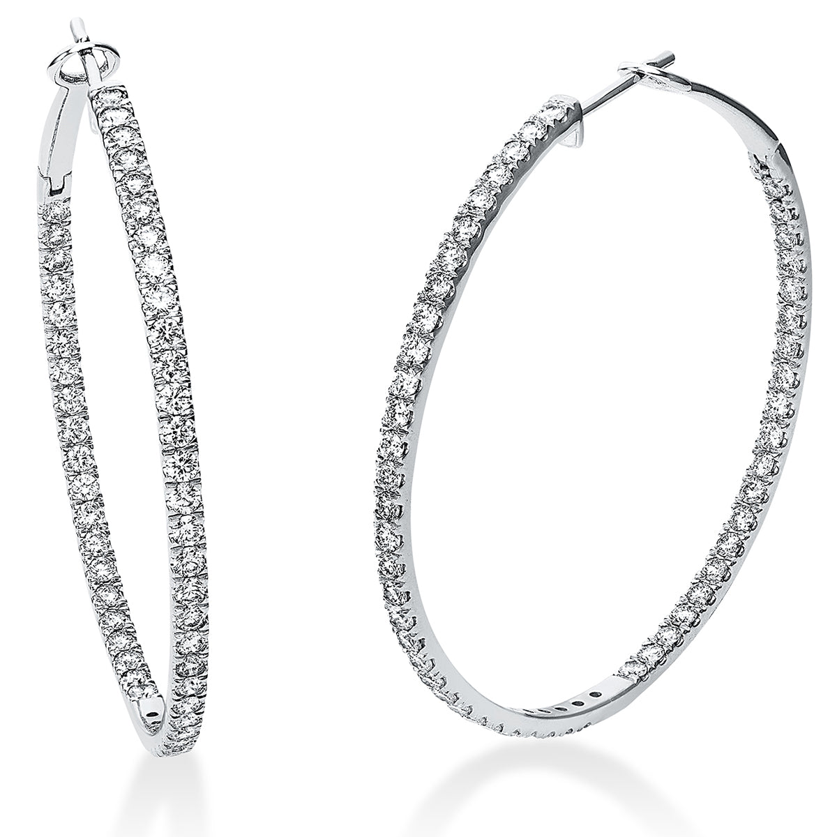 diamond full cut  exclusive hoops & huggies in white gold