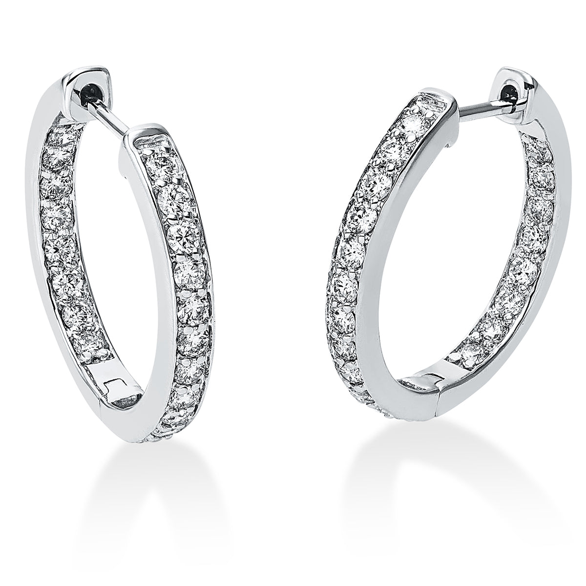 diamond full cut  modern woman hoops & huggies in white gold